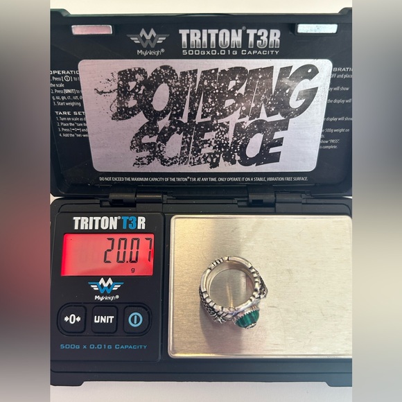 GUCCI Malachite Stone Gucci Garden Snake Tiger Heavy 925 Silver Ring 8.75US RARE - Picture 12 of 12